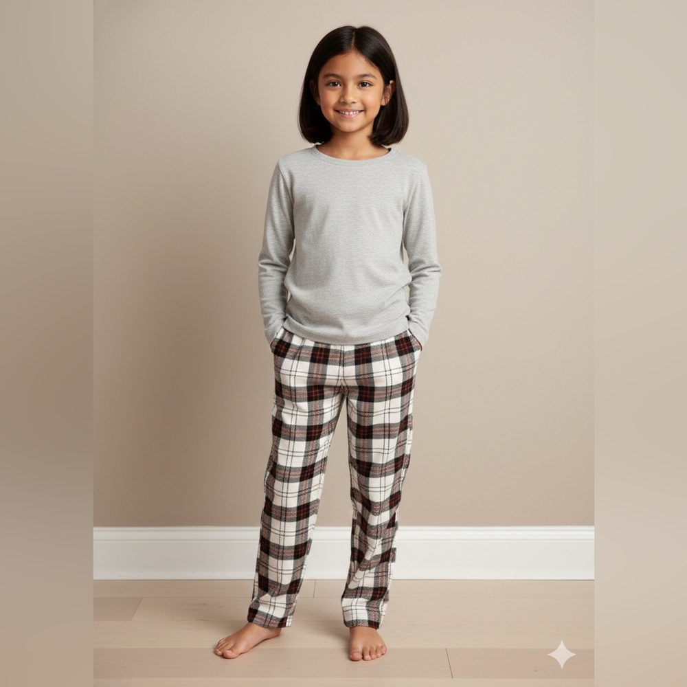 Youth Wondershop Kids Pajama Pants Plaid White Black Red Holiday Size 8
